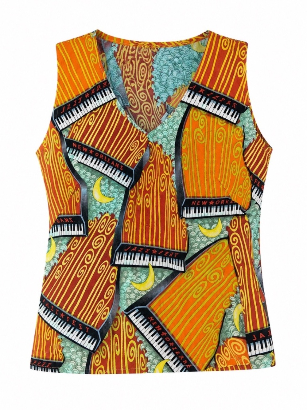 Bayou Wear Pianos at Sea Saint V neck vintage Shirt - size M 🌟